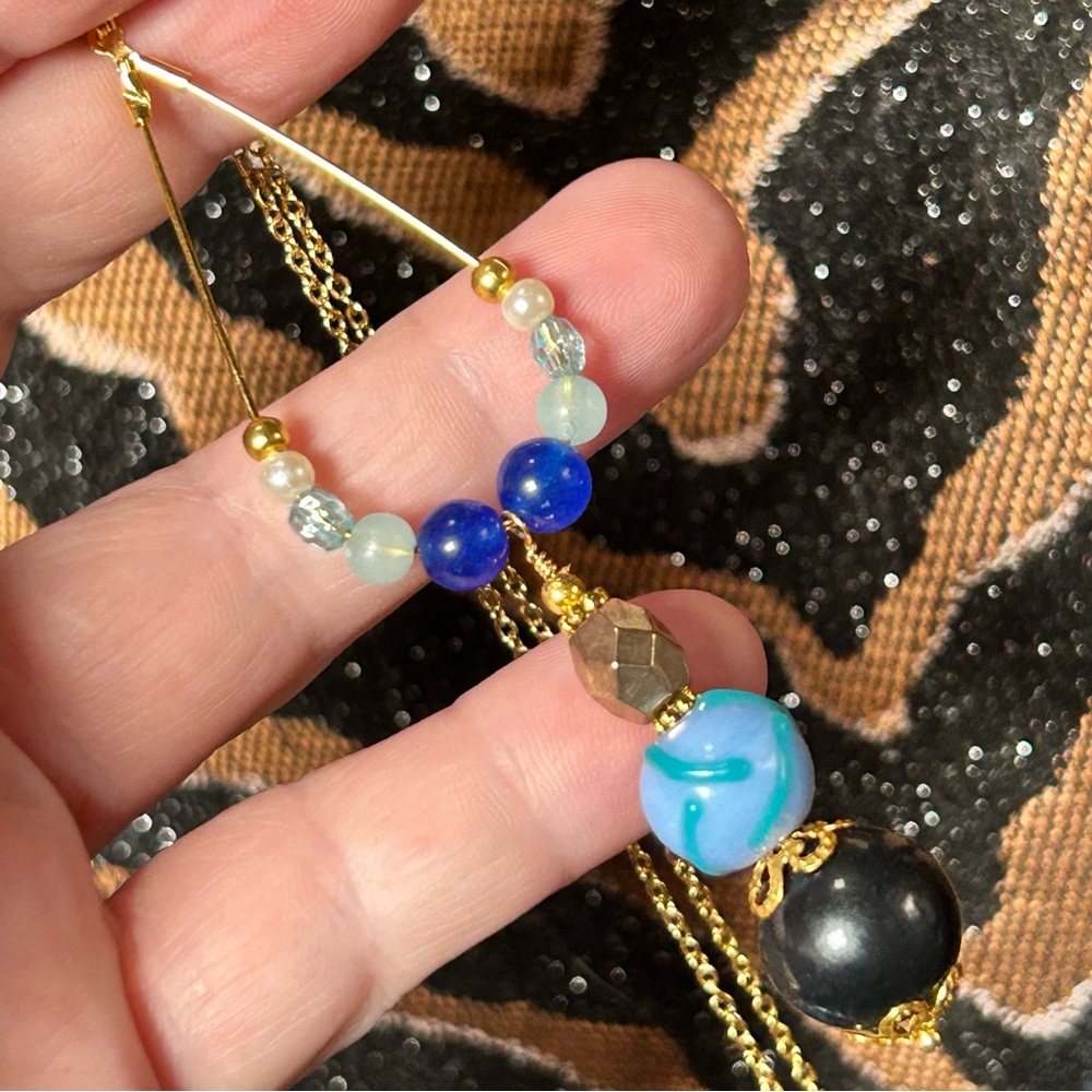 Handcrafted vintage bead changeable charm pendant on chain necklace